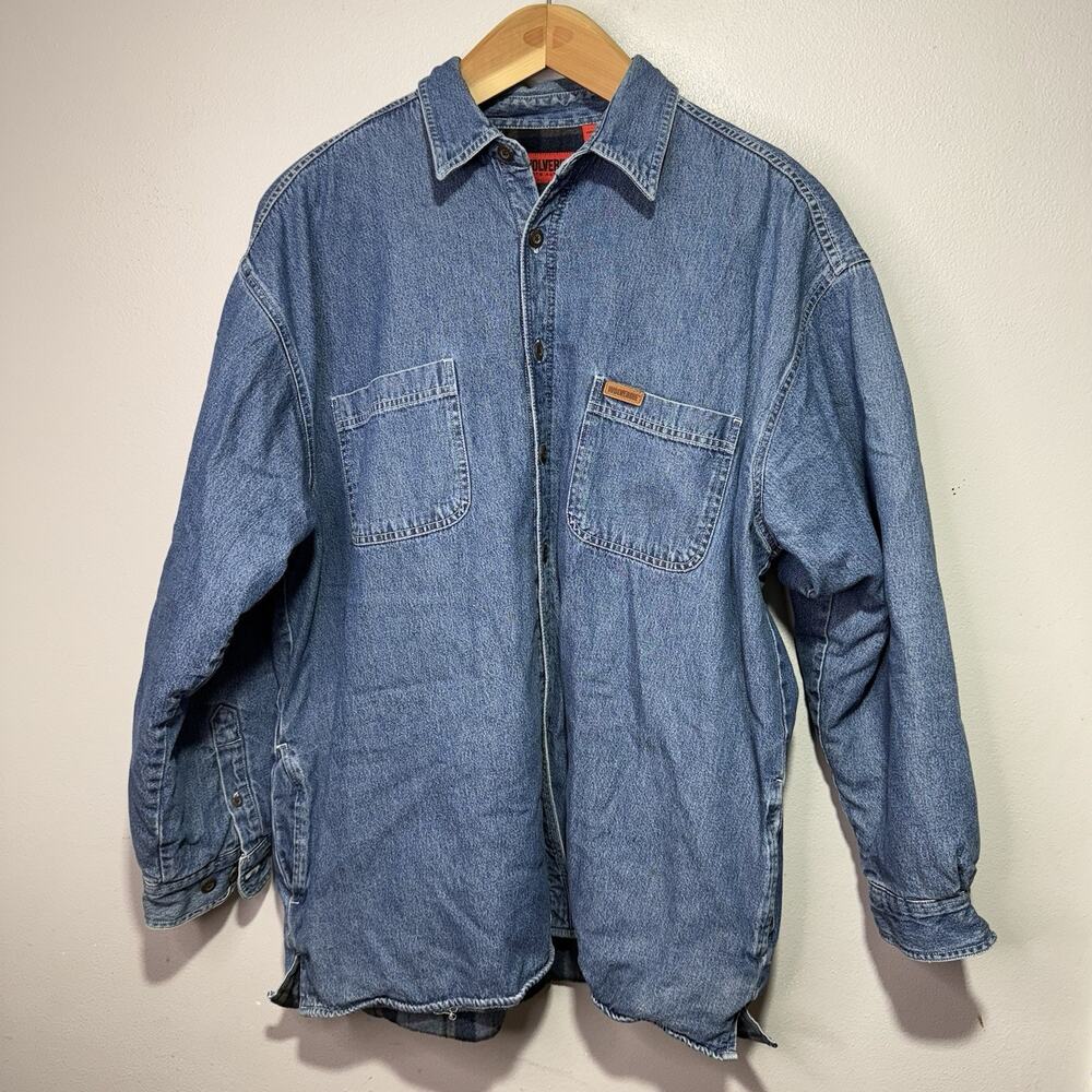 Wolverine Shacket Men’s XL Denim Shirt Jacket Flannel Lined Workwear Heavy - Picture 1 of 7